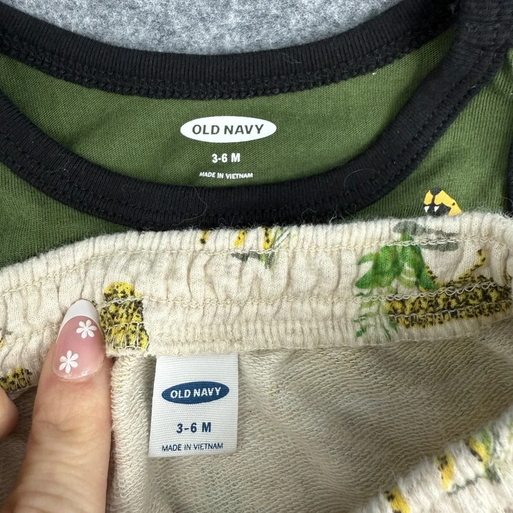 Old Navy Shorts‎ & Tank Top Set Baby Boy 3-6 Months Green Leopard Summer Spring